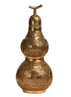 纯铜葫芦摆件客厅装朱砂开v口空心开盖五帝钱葫芦黄铜大号招财实