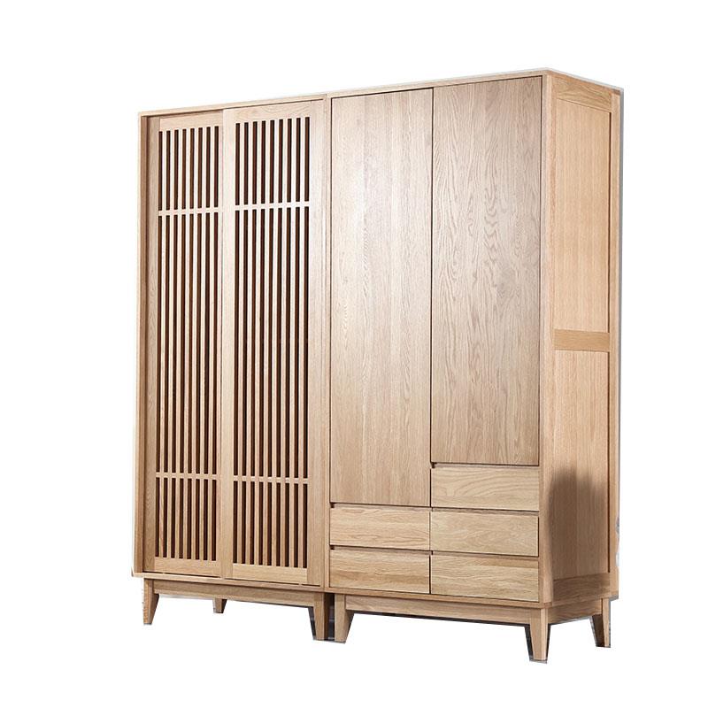 纯实木衣柜北欧两门三门小户型大容量卧室家具白橡木大衣柜可定制