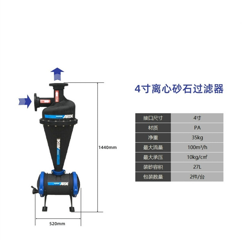 大型2寸63 3寸90 4寸110 工程塑料离心式砂石过滤器节水灌溉设备 - 图2