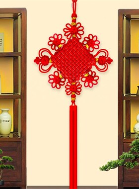 大红色宝蓝色金黄色中国结挂件客厅大号L挂件电视墙挂饰乔迁新居