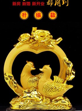 树脂婚庆鸳鸯一对摆件婚房v布置高档客厅装饰结婚礼物喜庆用品