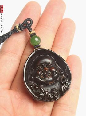 百年海柳海柳吊坠 吊牌笑口佛吊坠 专业订制图案全手工编制吊绳