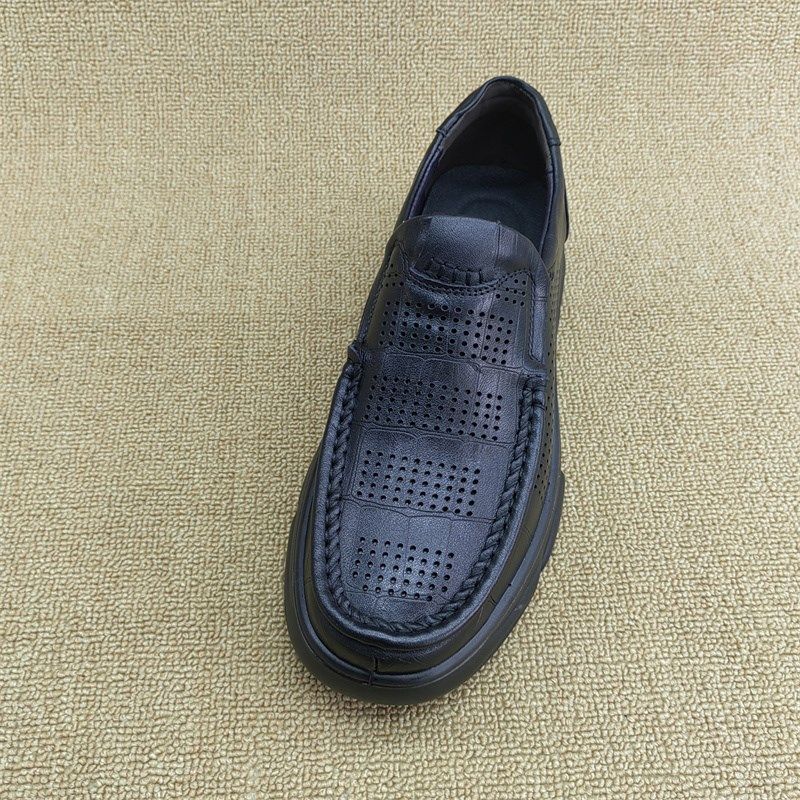 夏季男凉鞋厚底真皮商p务休闲皮鞋镂空洞洞鞋透气套脚款肥型软底,淘宝优惠券,粉丝福利购,淘宝优惠卷