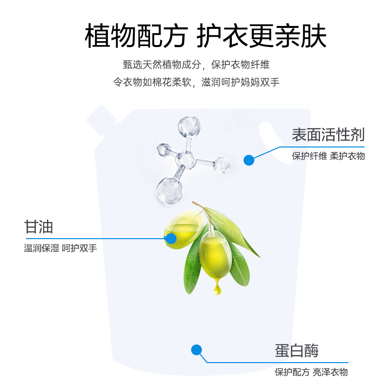 米卡琪诺儿童宝宝袋装补充装桶装家用高效清洁洗衣液 - 图0