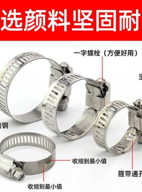 不锈钢管夹水管卡箍强力喉箍卡抱箍PU气管卡子管箍管夹抱箍固定圈