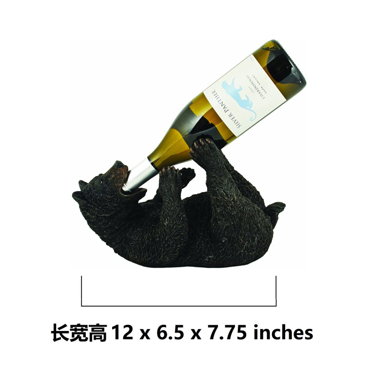 树脂工艺品新款黑熊酒架摆件创意真动物葡萄酒架装饰品定制 - 图0
