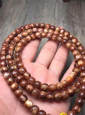 爆款海南星月菩提子108颗高密干磨黑金粉金玉化星月菩提子虎皮纹