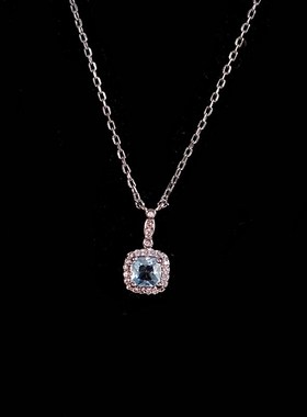 《冰岛蓝》复古宫廷风高级感蓝色锆石精致简约闪耀小众项链锁骨链