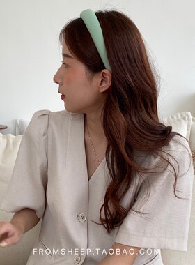 定制款~韩系黄色海绵发箍女简约纯色宽边洗脸发旅头箍高颅顶发饰