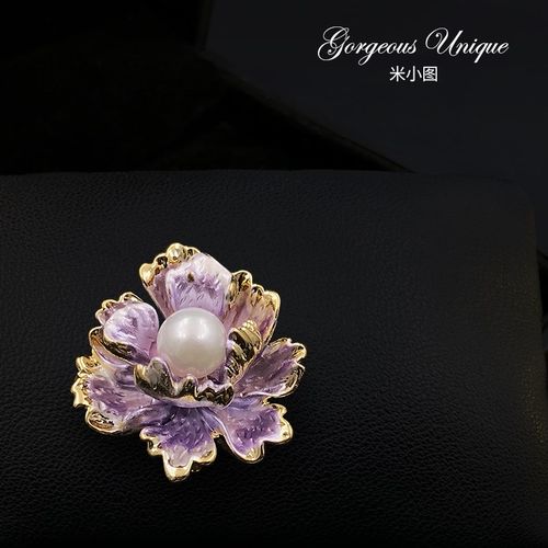 1886 别致小巧牡丹花扣针花朵防走光小胸针胸花西服衬衫领针领扣 - 图2