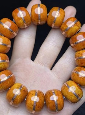 手工镶嵌西藏老料牦牛骨头桶珠手串男文玩佛珠饰品民族风古典手链