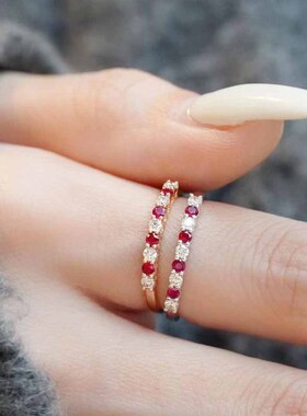 佩小姐小巧简约排钻戒指女彩钻锆石轻奢网红闺蜜礼物食指环不掉色