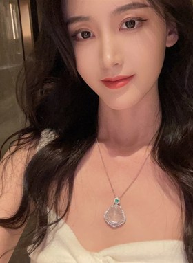 新中式国风20*25mm绿顶珠水沫玉小佛公吊坠项链925银女起刚感微棉
