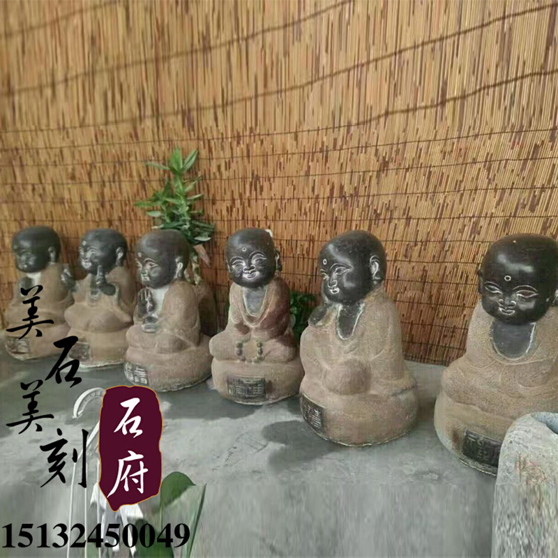 新款石雕小沙弥青石做旧日式禅意小和尚庭院装饰寺庙景观佛像禅趣 - 图0