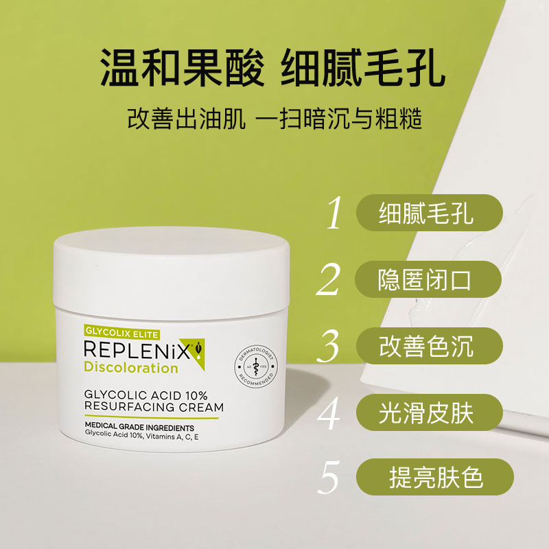 保税仓 TOPIX Replenix珞蓓诗 10%果酸面霜晚霜50G闭口黑头痘痘印-图0