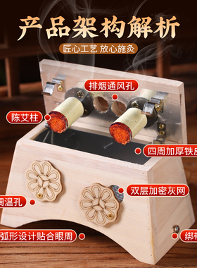 眼灸仪实木眼部艾灸盒缓解疲劳家用儿童成人通用眼部热敷护眼仪器