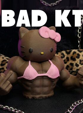 黑皮健美kitty3D打印手办摆件