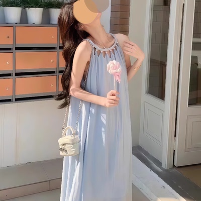 H/3M法式绝美V领碎花连衣裙女2025夏季气质收腰长裙茶歇裙