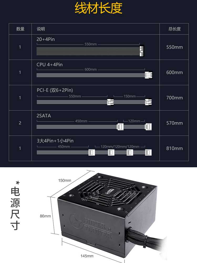 振华电源铜皇450W电源额定550W铜牌冰山金蝶台式机电源650W/750W-图2