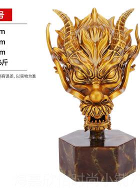 正品黄铜头摆件十二生肖之《式龙首》中龙件摆家龙居办公室装饰品
