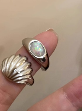 2025新款潮流食指人鱼姬设计感小众仿贝壳闺蜜指环送礼戒指