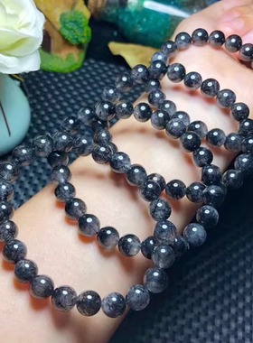 天然黑发晶手链 发丝超多黑发晶手串招财情侣款水晶饰品单圈批发