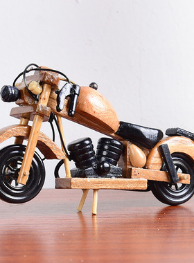 复古木质飞行器欧式创意装饰家居摆件摩托车模型火车木制工艺品