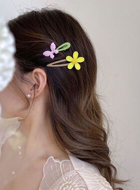 2022新款花间精灵刘海发夹女夏季简约侧边高档夹子头饰发卡