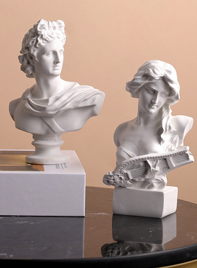 北欧希腊人物雕像树脂摆件大卫琴女美术画室素描写生艺术静物摆件