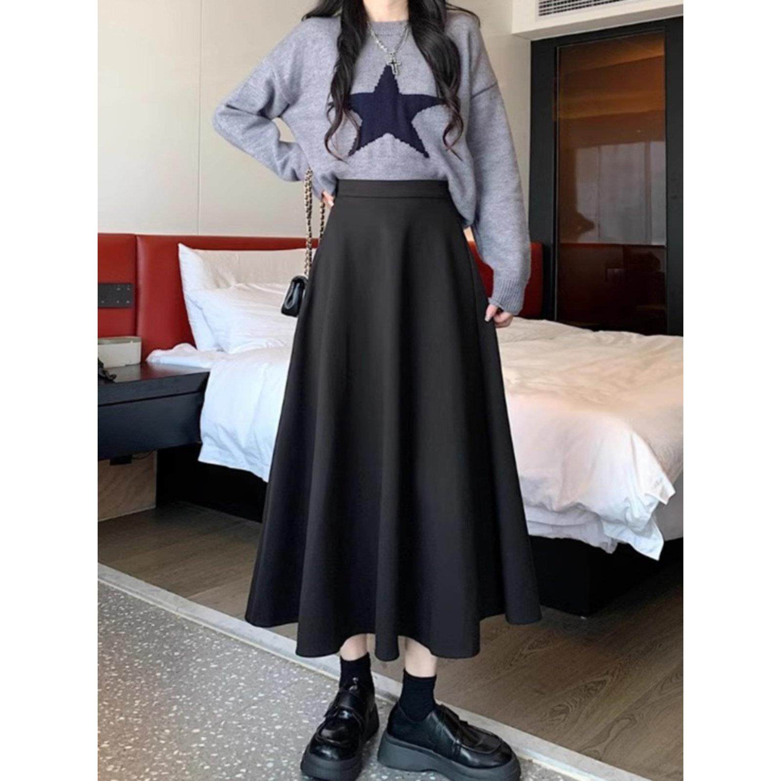 大码赫本风粉色毛呢半身长裙女秋季穿搭胖mm小个子a字百褶裙半裙,淘宝优惠券,粉丝福利购,淘宝优惠卷