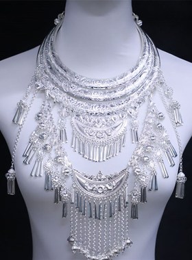 新款苗族项圈苗银项链贵州广西云南少数民族饰品围脖舞台饰品夸张