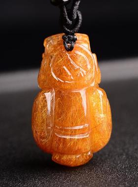 宫妃 铜发晶貔貅吊坠男士项链财运貔貅水晶饰品皮丘发晶 霸气男款