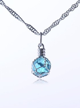 创意夜荧光手工编织水晶灯泡项链男女一对个性礼物会发光饰品吊坠