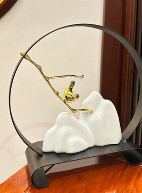 新中式茶室禅意摆件样板间软装客厅E酒店大堂博古架玄关酒柜装饰