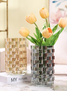 艺术玻璃花瓶创i意玄关餐桌花瓶摆件客厅花器插花高级感装饰品摆