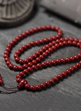 五台朱砂108颗手串多圈天然高纯度女原矿本命年转运手链男