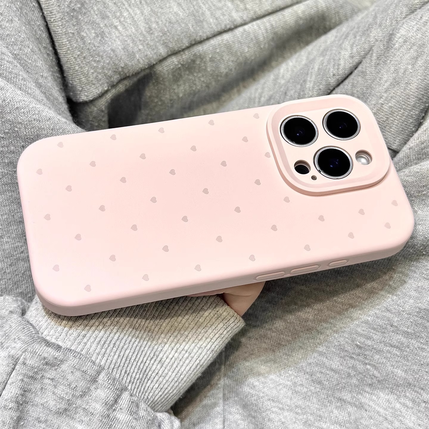 粉白色满屏小爱心磨砂液态硅胶适用于iphone17promax苹果14手机壳15新款16pro女13少女心17Air全包边防摔软壳 - 图2