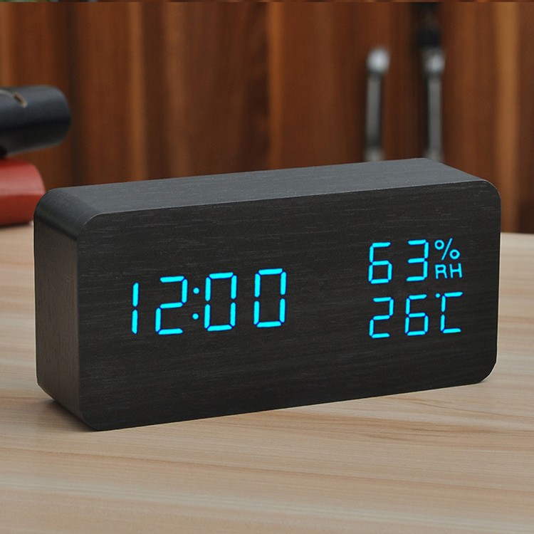 Alarm clock bedside luminous electronic clock LED wooden闹钟 - 图1