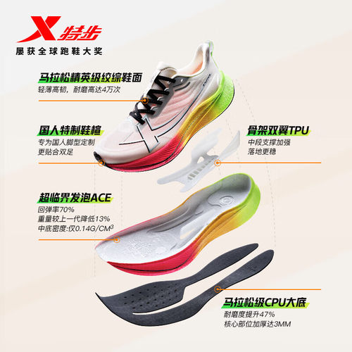 特步正品两千公里三代跑步鞋男鞋减震体测训练鞋跑鞋2000公里3代 - 图2