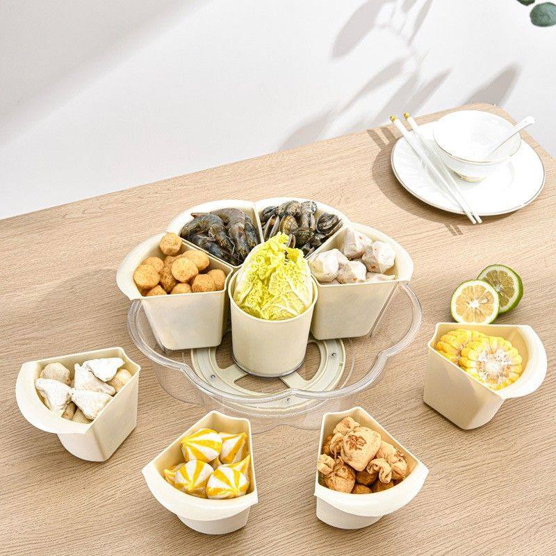 新款火锅拼盘沥水篮多分格家用可旋转塑料水果盘洗菜篮蔬菜配菜盘,淘宝优惠券,粉丝福利购,淘宝优惠卷