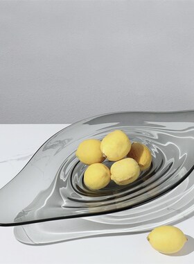 现代轻奢软装家居玻璃果盘样板间B客厅餐厅收纳托盘家用款简约摆