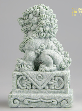 装饰创意桌面动物砂石造景国潮门狮子青送礼母狮摆件客厅家居鱼缸