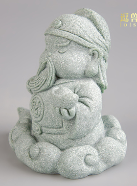 关创意茶砂石神仙精品小景观桌面茶宠青摆件帝君装饰品造景逍遥