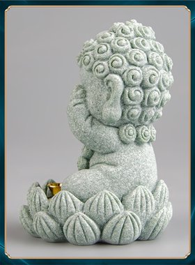 和尚景观摆件创意国潮鱼缸小茶宠桌面砂石装饰盆栽青家居工艺品