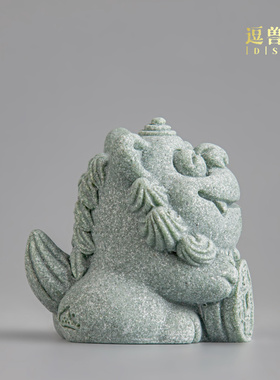 风狮爷摆件饰品青鱼缸铜钱玄关造景中式新砂石装饰摆件办公