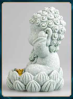 小桌面茶宠鱼缸国潮盆栽摆件装饰创意家居砂石景观和尚工艺品青