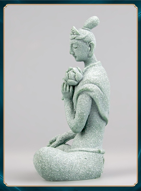 菩萨砂石飞天园艺桌面敦煌鱼缸装饰品拈花茶室青摆件国潮造景男