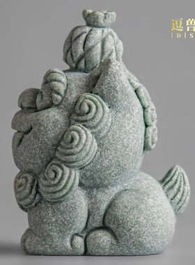 风狮爷瑞兽礼物旺来造景鱼缸国潮摆件桌面吉祥摆设砂石青