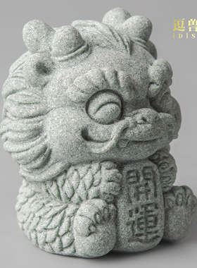 摆件兽新假山创意桌面茶宠鱼缸青开运造景中式砂石装饰家居