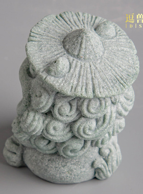 线砂石装饰创意国潮香插青香炉香座新礼品风狮爷中式摆件